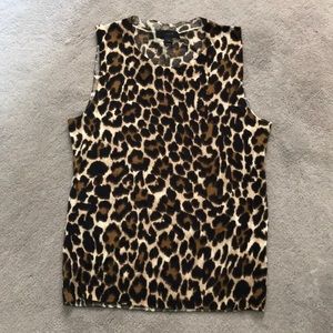 J Crew knit leopard print fine gauge knit shell